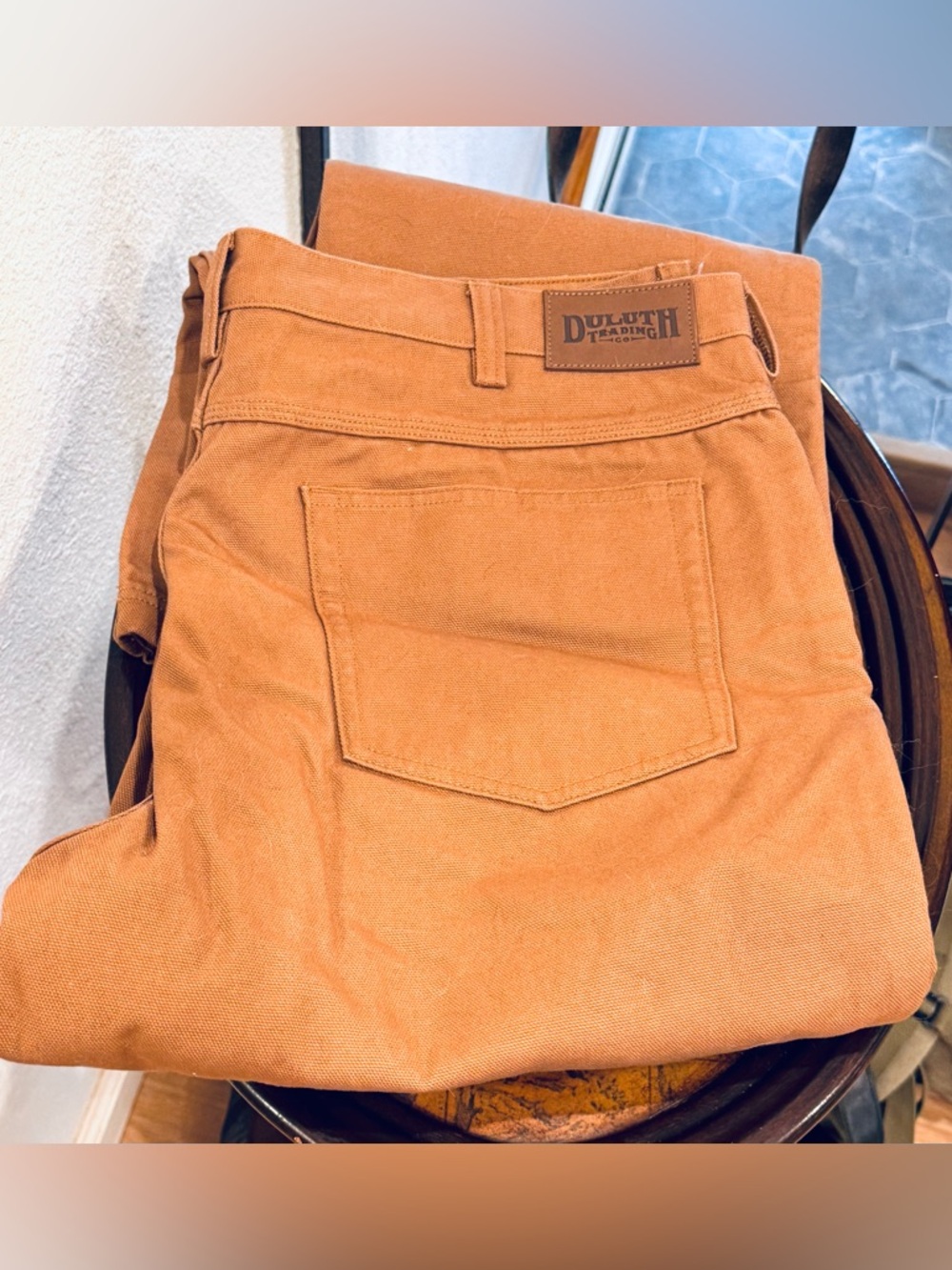 Duluth Trading Co Men's Fleece Lined Utility Flex Fit Tan Pants Size 42X32 NWOT